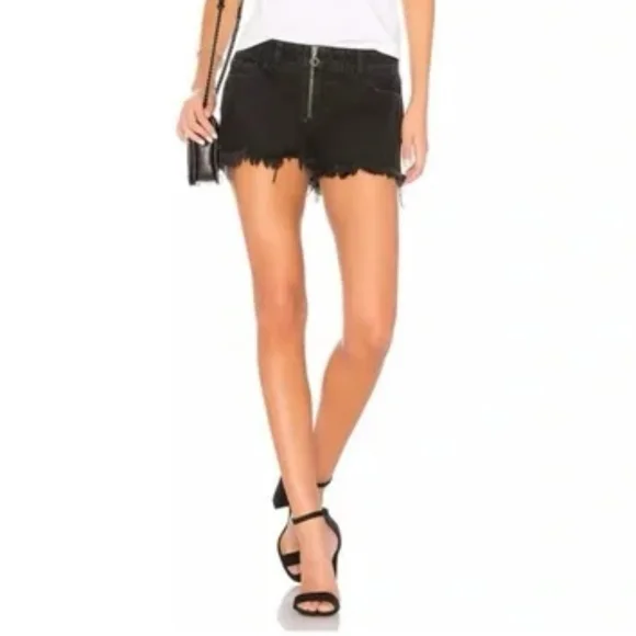DL1961 Renne Blackwood Distressed Black Charcoal Jean Shorts - Picture 1 of 8